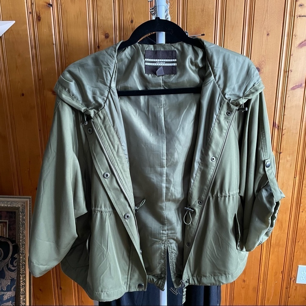 𝅺DYNAMITE Army Green Bomber Coat with Pull-string  Waist